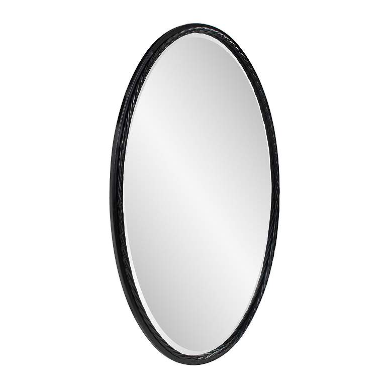 Image 4 Laid Rope Matte Black 22" x 32" Oval Wall Mirror more views