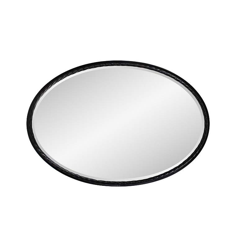Image 5 Laid Rope Matte Black 22" x 32" Oval Wall Mirror more views