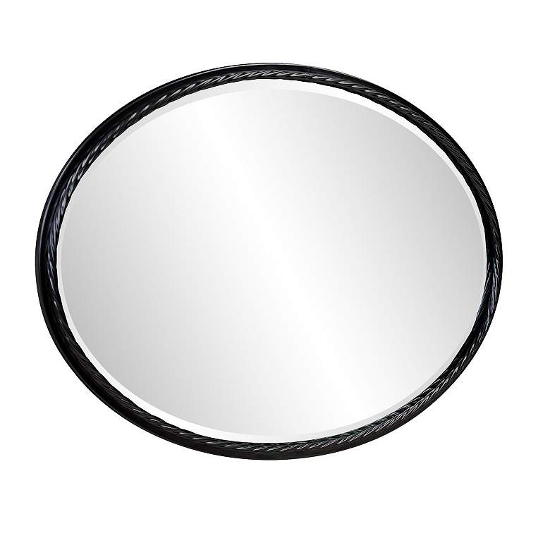Image 6 Laid Rope Matte Black 22" x 32" Oval Wall Mirror more views