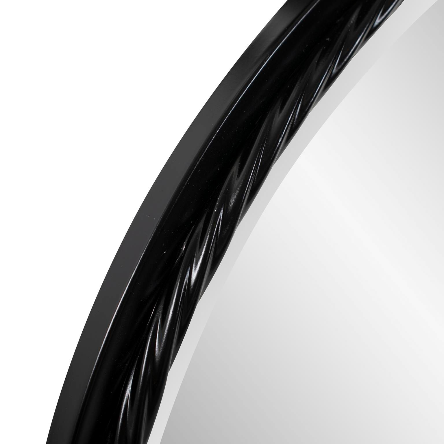 Laid Rope Matte Black 22" x 32" Oval Wall Mirror