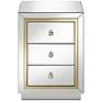 Laila 18" Wide Gold-Trimmed Mirrored 3-Drawer Side Table