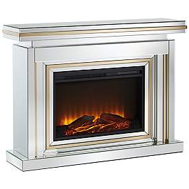 Image3 of Laila 47 1/2" Wide Mirrored and Gold Electric Fireplace