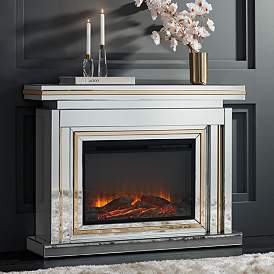 Image2 of Laila 47 1/2" Wide Mirrored and Gold Electric Fireplace