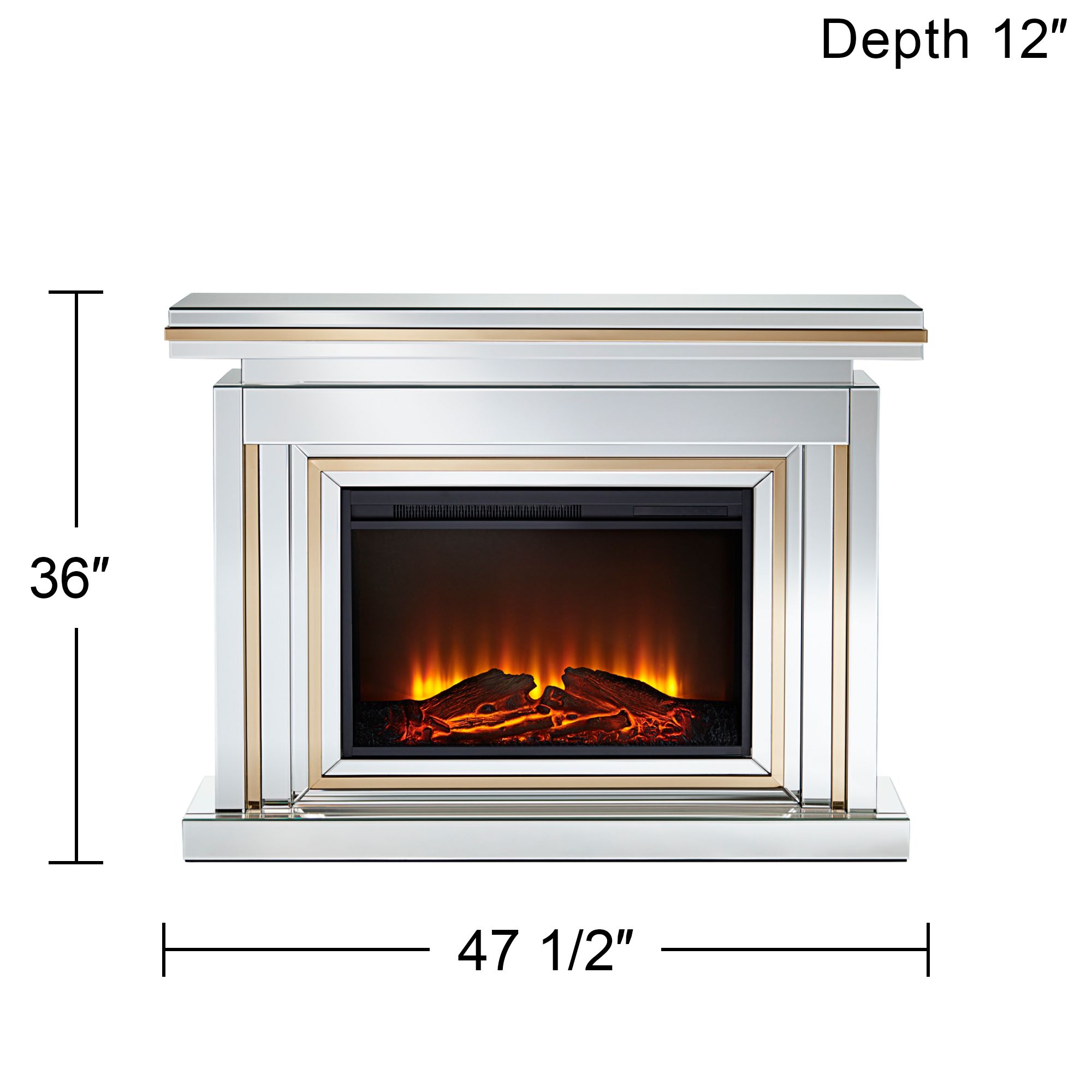 Laila 47 1/2" Wide Mirrored and Gold Electric Fireplace in scene