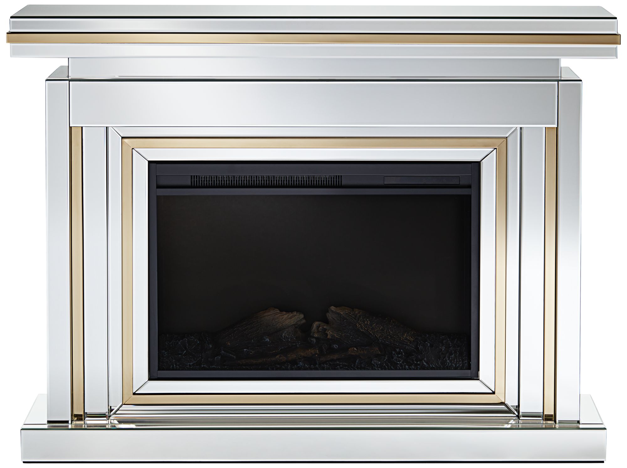 Laila 47 1/2" Wide Mirrored and Gold Electric Fireplace in scene