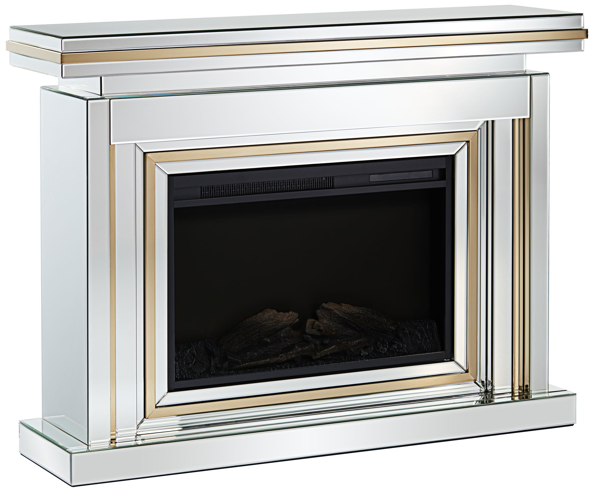 Laila 47 1/2" Wide Mirrored and Gold Electric Fireplace in scene