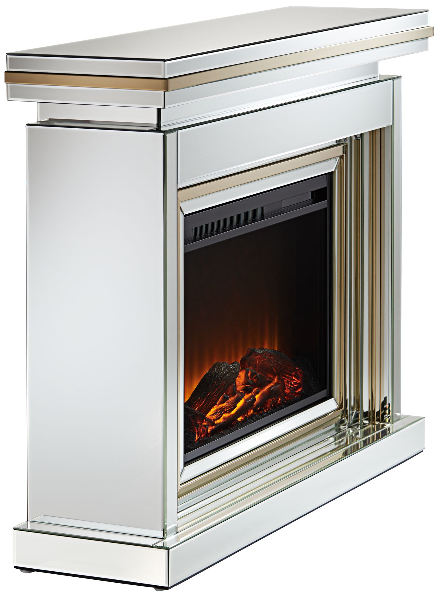 Laila 47 1/2" Wide Mirrored and Gold Electric Fireplace in scene