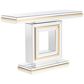 Image3 of Laila 48" Wide Gold-Trimmed Mirrored Console Table