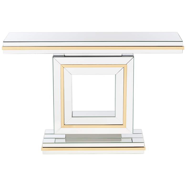 Image 6 Laila 48 inch Wide Gold-Trimmed Mirrored Console Table more views