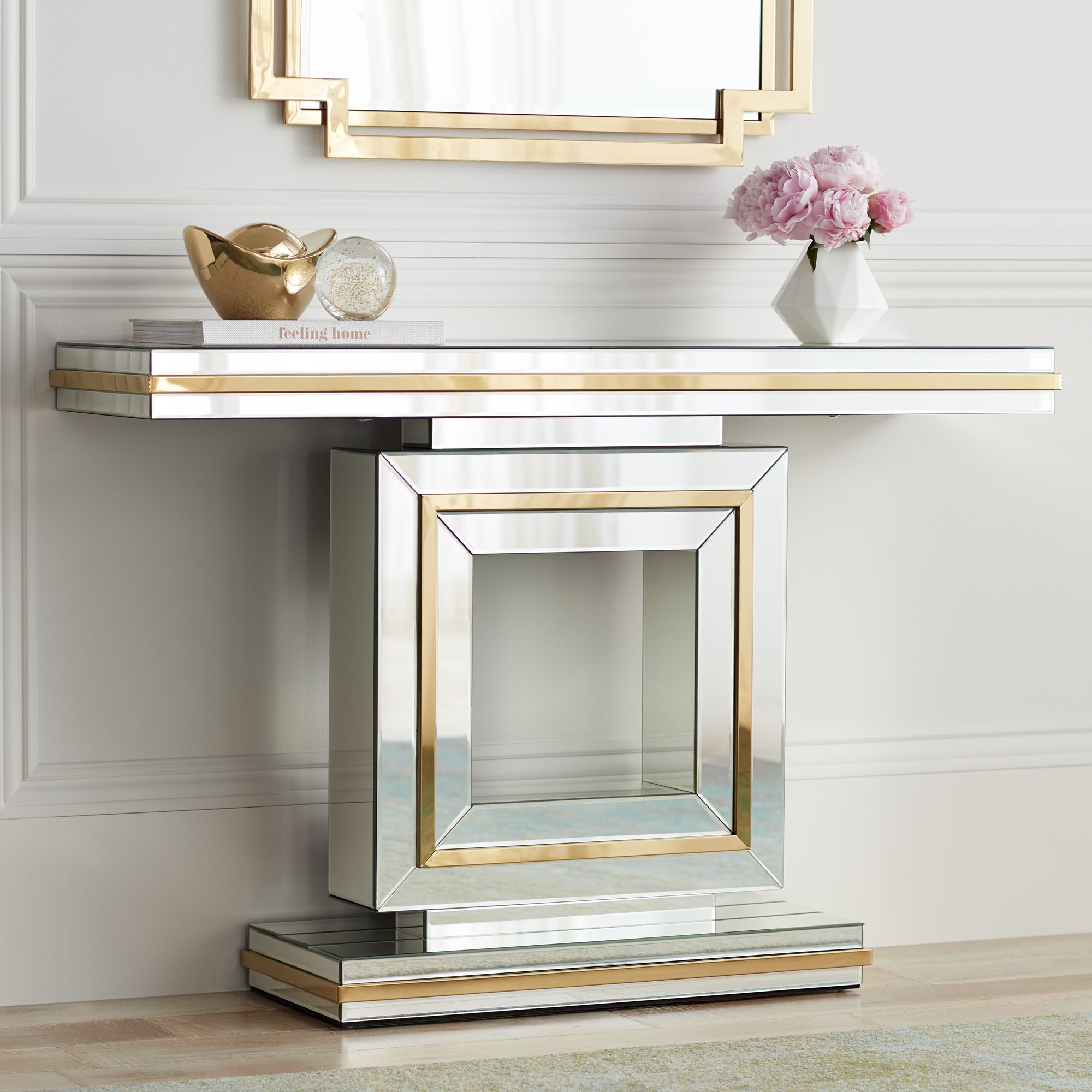 silver and gold console table