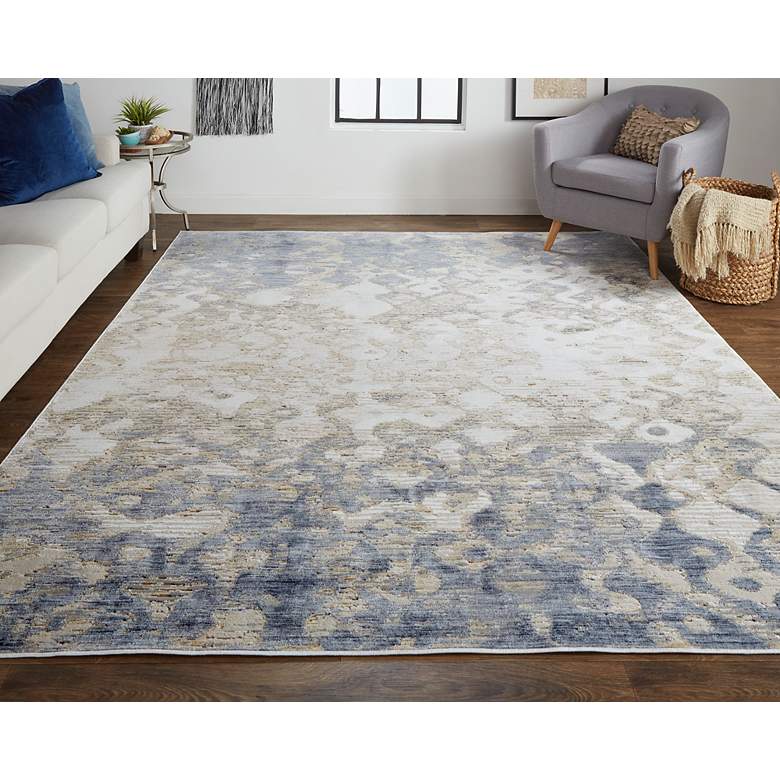 Image 1 Laina 39G7F 5&#39;x7&#39;10 inch Ivory and Blue Rectangular Area Rug