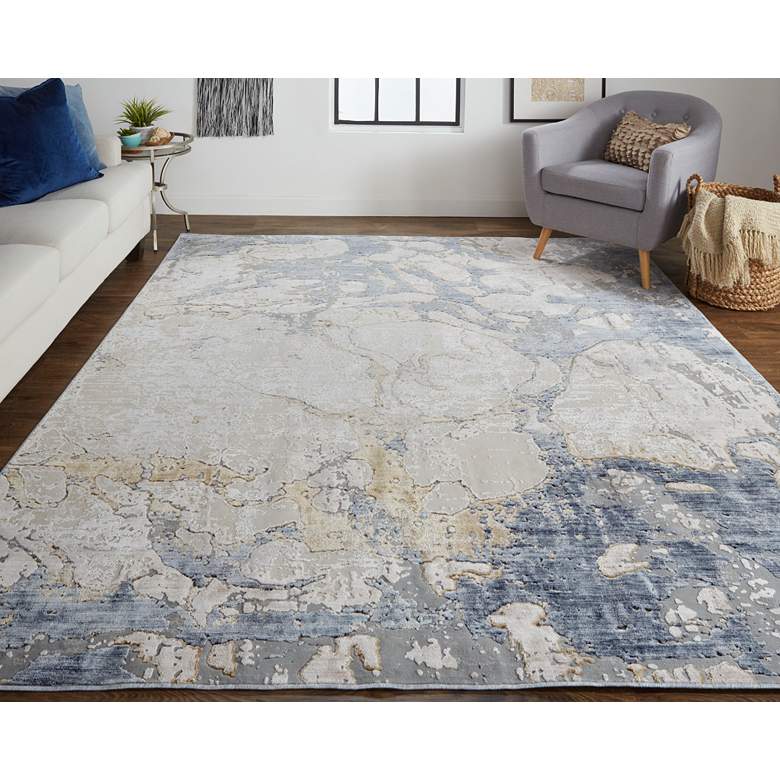 Image 1 Laina 39G8F 5'x7'10" Sand Dollar and Dark Blue Area Rug