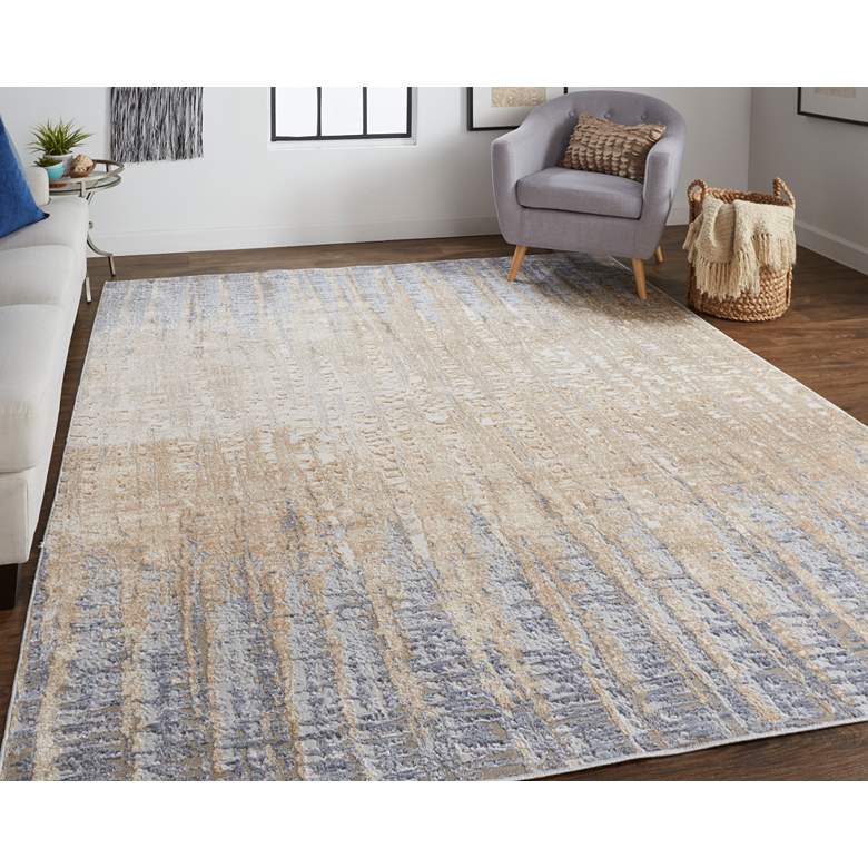 Image 1 Laina 39G9F 5&#39;x7&#39;10 inch Latte Tan and Blue Rectangular Area Rug