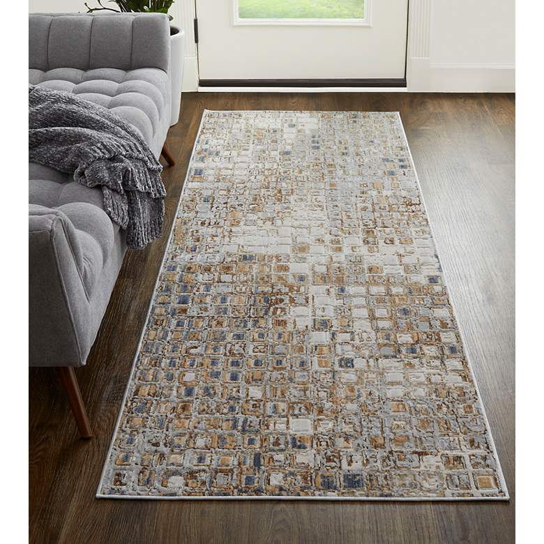 Image 1 Laina Geometric Indoor Tan Area Rug 39G0F 3' x 10'