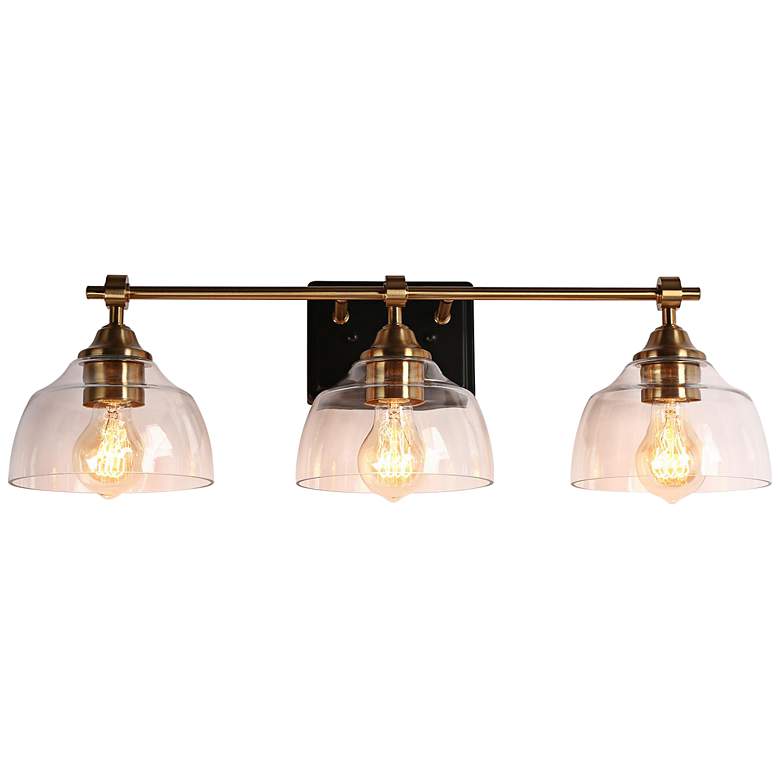Image 2 Lainanger 24 1/2" Wide Brass and Black 3-Light Bath Light