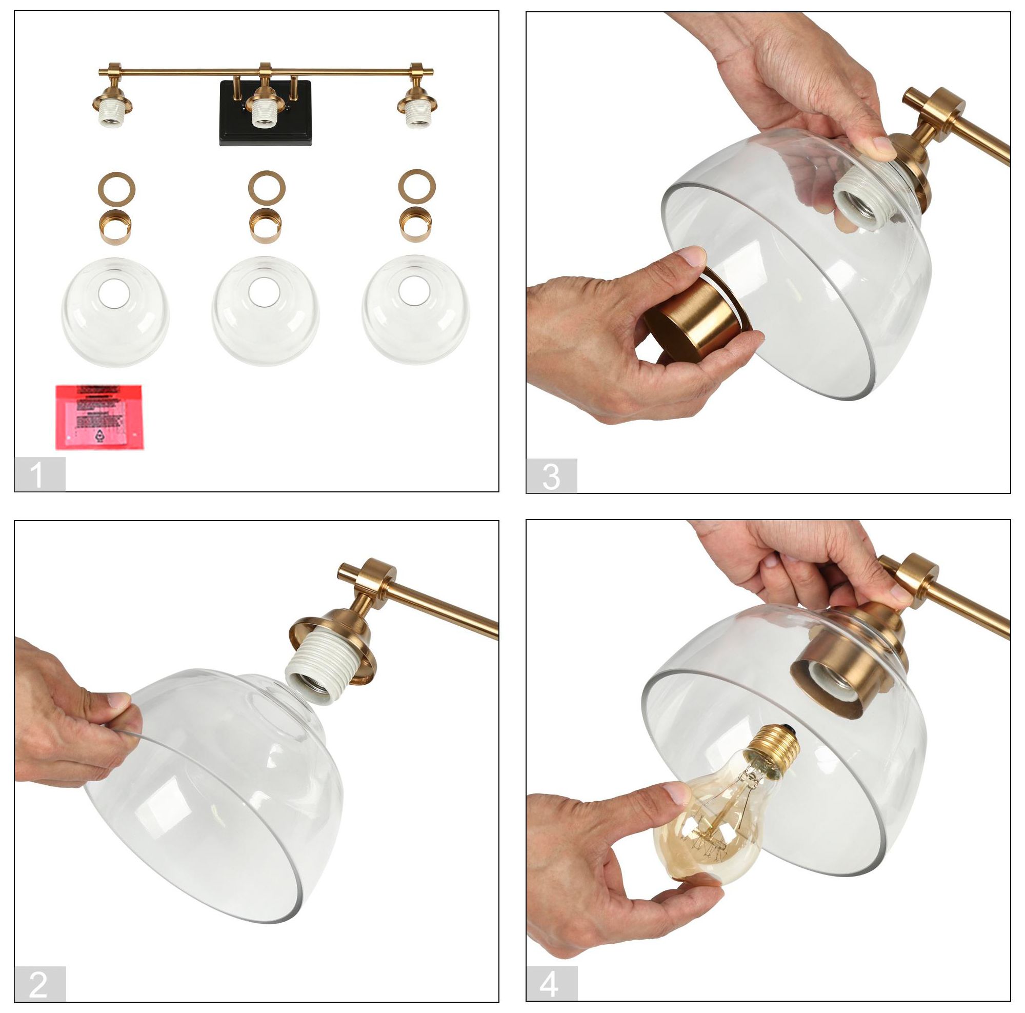 Lainanger 24 1/2" Wide Brass and Black 3-Light Bath Light