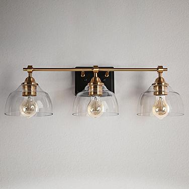 Lainanger 24 1/2" Wide Brass and Black 3-Light Bath Light