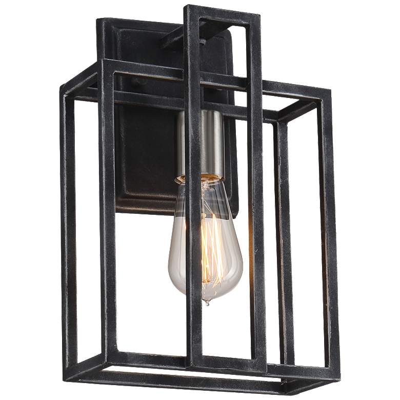 Image 1 Lake; 1 Light; Wall Sconce; Iron Black with Brushed Nickel Accents Finish