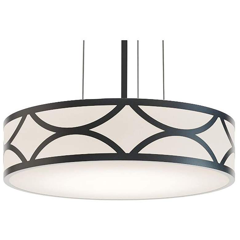 Image 1 Lake 16" Wide Matte Black Drum Pendant Light