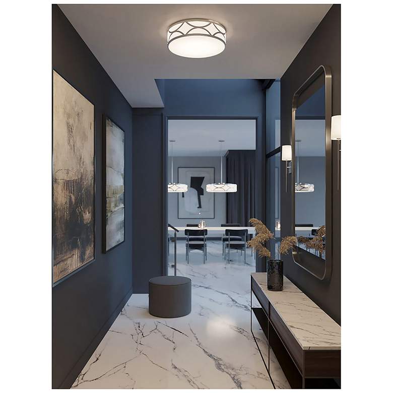 Image 2 Lake 16" Wide Painted Nickel LED Flush Mount more views
