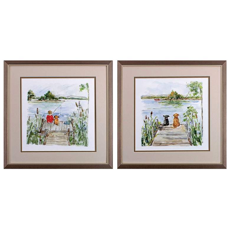 Image 1 Lake 17"W x 17"H Framed Art Set of 2