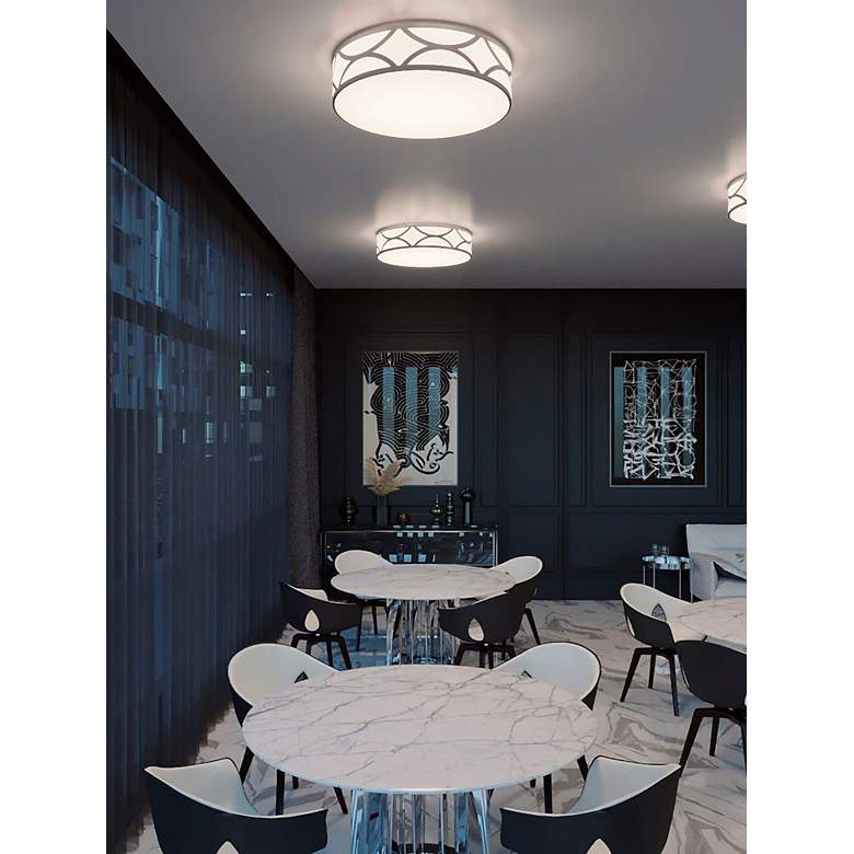 Image 3 Lake 20" Wide Painted Nickel LED Ceiling Light more views