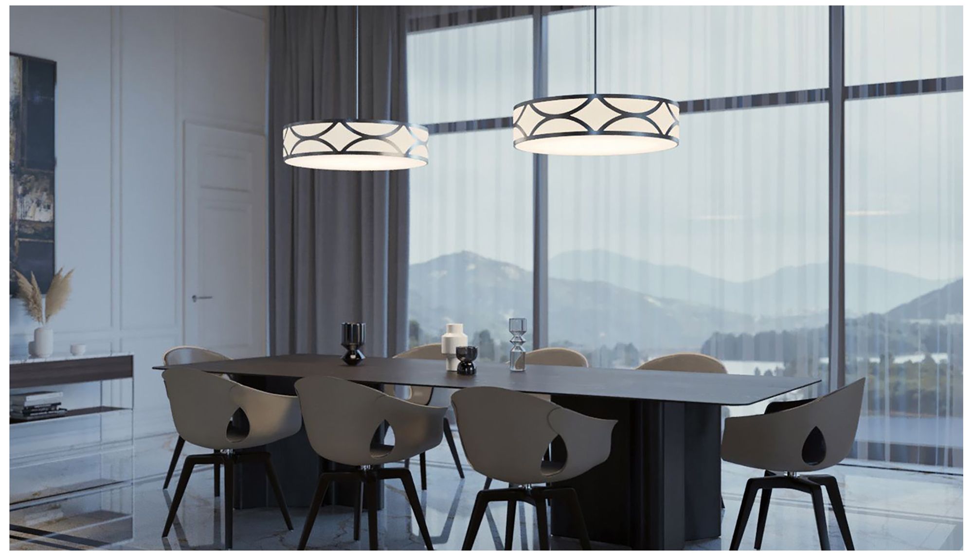 Image 2 Lake 20" Wide 3-Light Painted Nickel LED Pendant - Made to Order more views