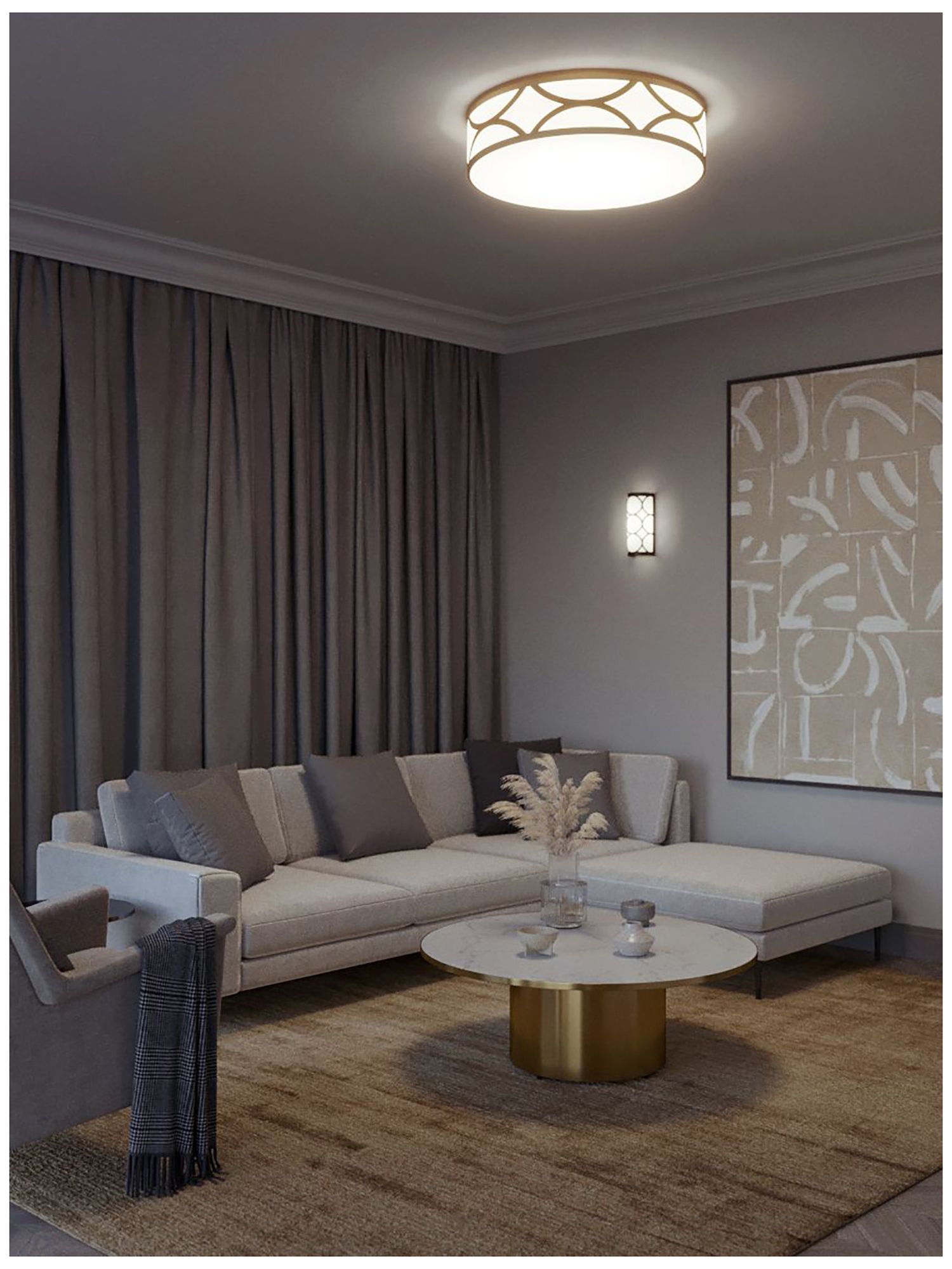 Image 2 Lake 24" Wide Gold LED Flush Mount - Made to Order more views