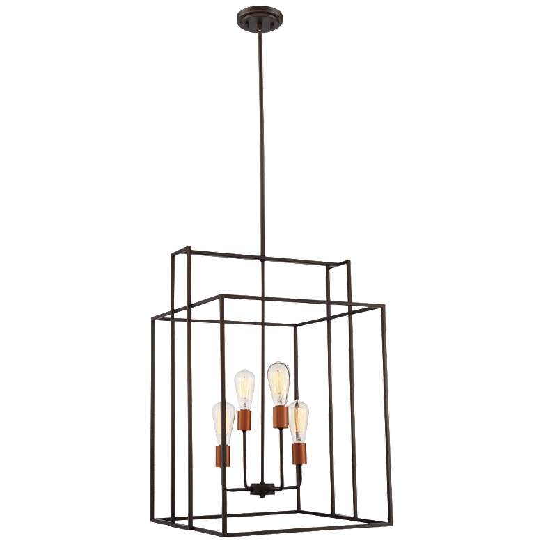 Image 1 Lake; 4 Light; 19 in.; Square Pendant; Forest Bronze w/ Copper Finish