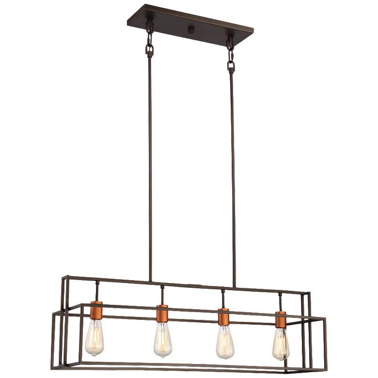 Image 1 Lake; 4 Light; Island Pendant; Forest Bronze with Copper Accents Finish