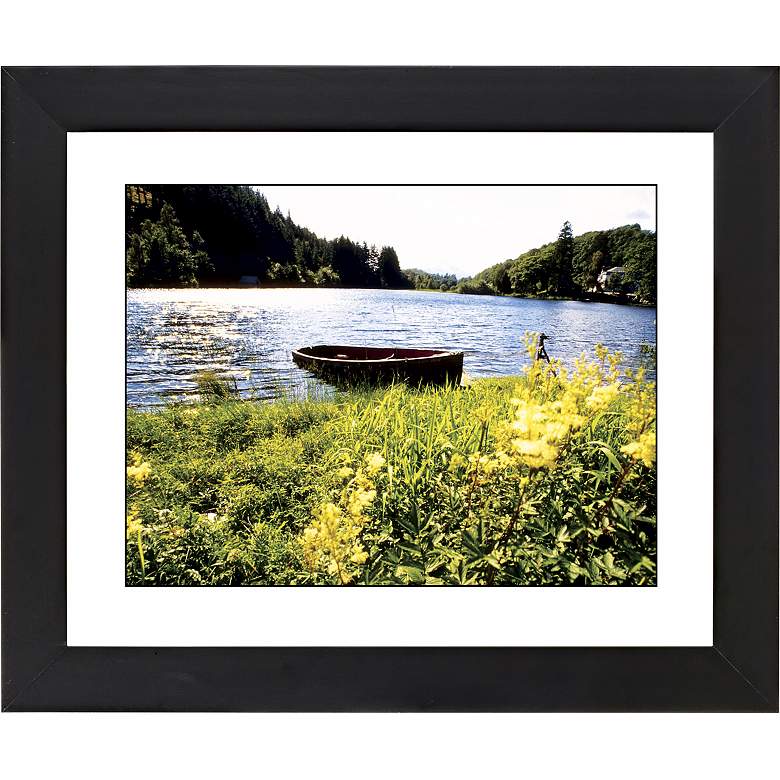 Image 1 Lake Fishing Boat Black Frame Giclee 23 1/4 inch Wide Wall Art