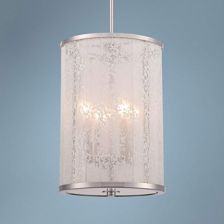 Image 1 Lake Frost 12 inch Wide White Etched Glass 4-Light Mini Pendant
