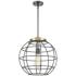 Lake Placid 16"W Black Antique Brass Stem Hung Pendant With Black Shad