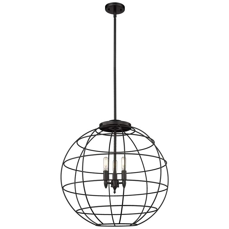 Image 1 Lake Placid 22" Wide 3 Light Stem Hung Matte Black Pendant With Black