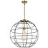Lake Placid 22" Wide Antique Brass Stem Hung Pendant With Matte Black