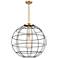 Lake Placid 22" Wide Satin Gold Stem Hung Pendant With Matte Black Sha