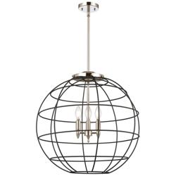 Lake Placid 22&quot;W 3 Light Polished Nickel Stem Hung Pendant With Black