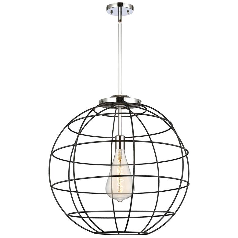 Image 1 Lake Placid 22"W Polished Chrome Stem Hung Pendant With Matte Black Sh