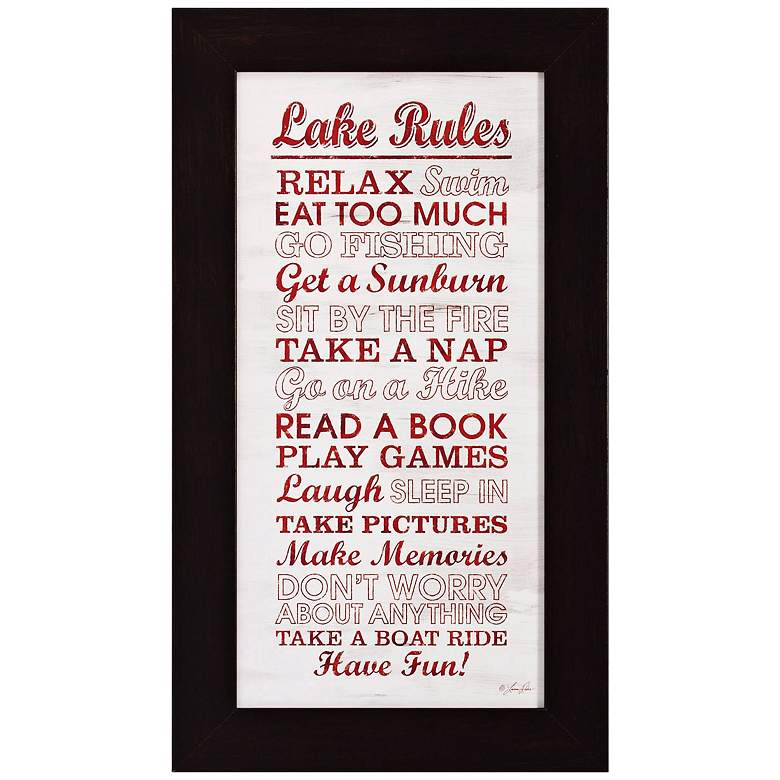 Image 1 Lake Rules 21 inch High Framed Lakeside Quote Wall Art