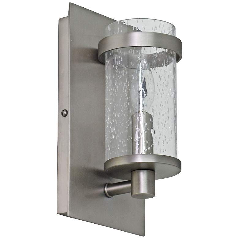 Image 1 Lake Shore Beaded 9" High Satin Pewter Wall Sconce