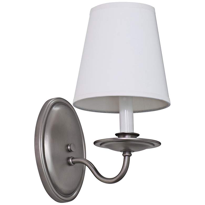 Image 1 Lake Shore Curved 11 1/2 inch High Satin Pewter Wall Sconce