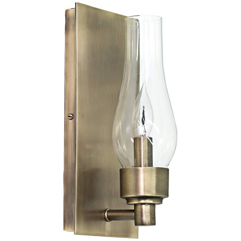 Image 1 Lake Shore Hurricane 9 inch High Antique Brass Wall Sconce