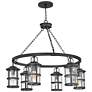 2_Lakehouse 42" Wide 12V Black Wagon Wheel Lantern Outdoor Chandelier more views