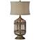 Lakeland Natural Rattan and Gray-Washed Cage Table Lamp