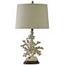 Lakeport Distressed White Coral Table Lamp with White Shade