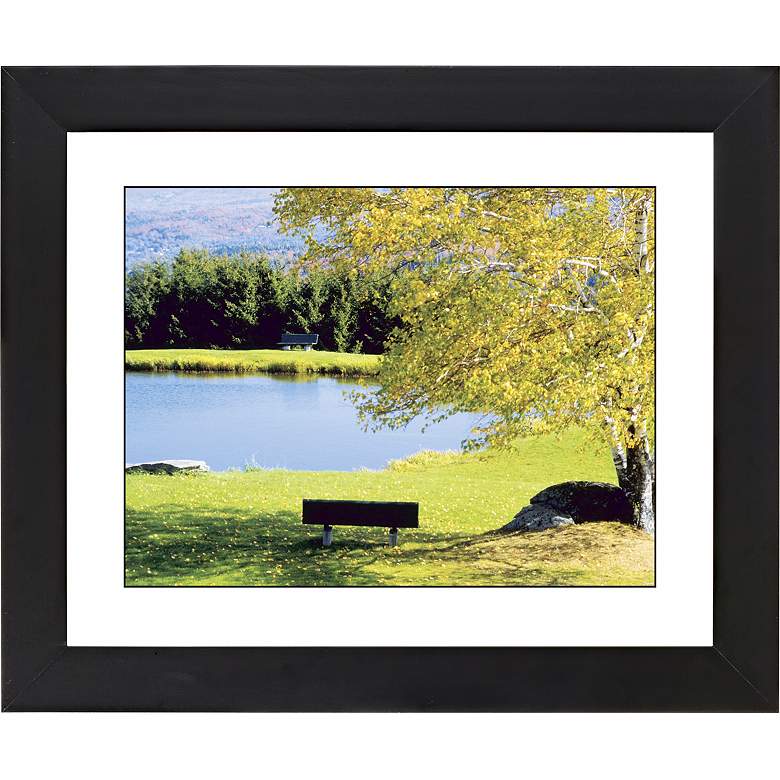 Image 1 Lakeside Bench Black Frame Giclee 23 1/4 inch Wide Wall Art