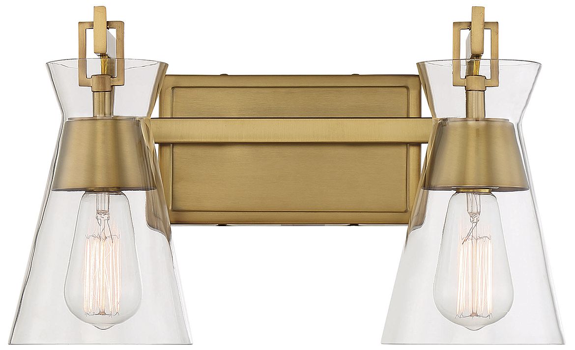 Lakewood 2-Light Bathroom Vanity Light in Warm Brass
