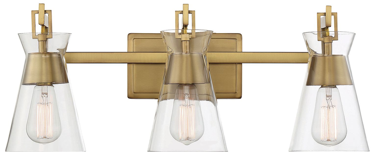 Lakewood 3-Light Bathroom Vanity Light in Warm Brass