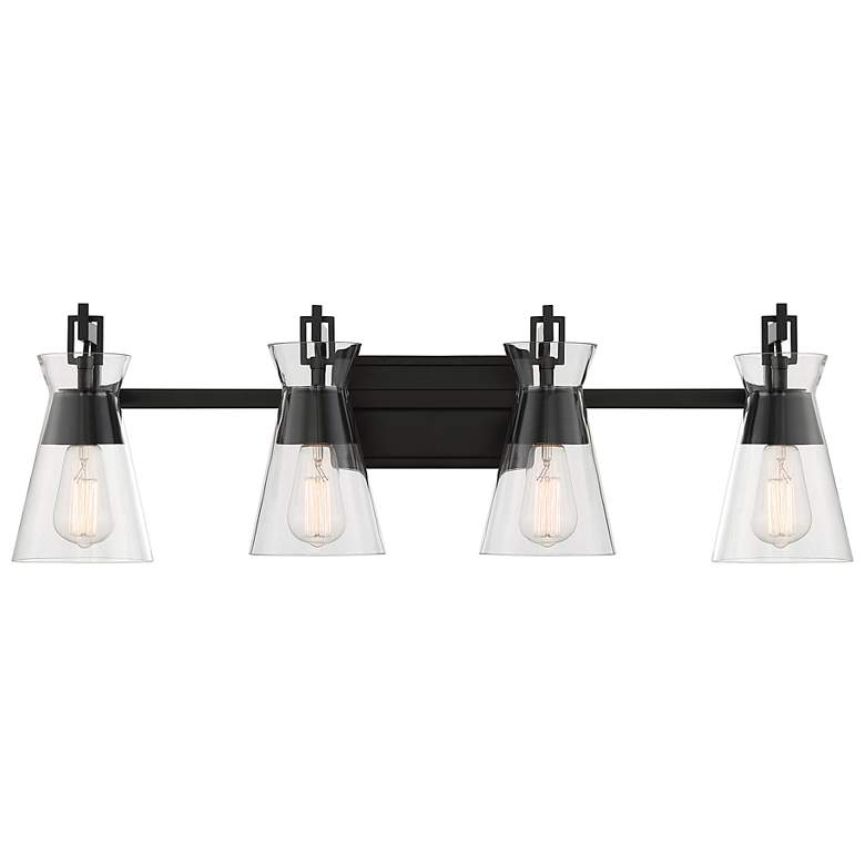 Image 1 Lakewood 32" Wide Matte Black 4-Light Vanity Bath Light