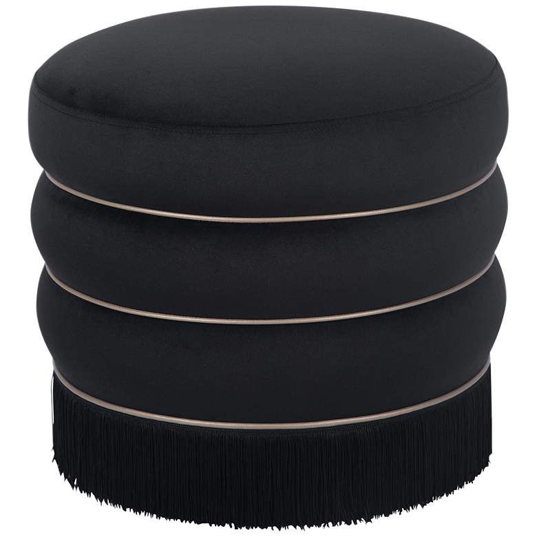 Image 1 Lakka Black Velvet Round Ottoman